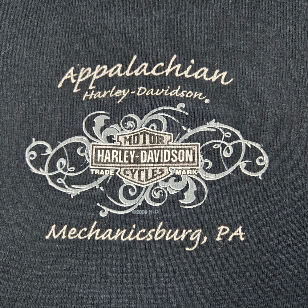 Harley Davidson Tank Top Womens Small Black Rose Rhinestone Graphic Biker Y2K - Picture 6 of 9